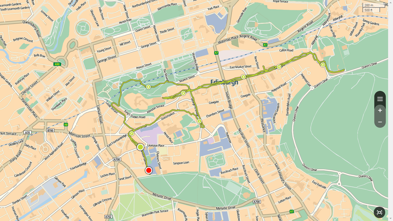 Edinburgh, routekaart