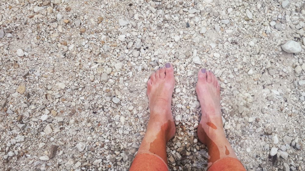 Hardlopen in Slovenië-voeten in Lake Jasna